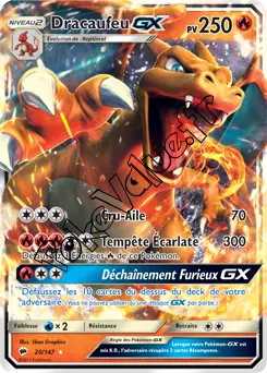 Carte Pokémon Dracaufeu GX n°20 de la série Ombres Ardentes