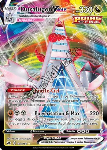 Carte Pokémon Duralugon VMAX  n°104 de la série Zénith Suprême
