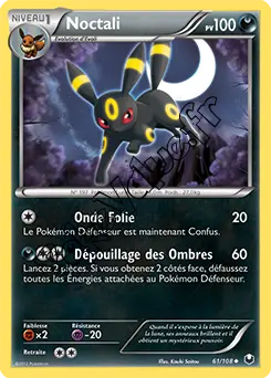 Carte Pokémon Noctali  n°61 de la série Explorateurs Obscurs