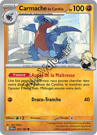 Carte Pokémon Carmache de Cynthia  n°103 de la série Rivalités Destinées