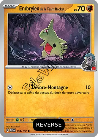 Carte Pokémon Embrylex de la Team Rocket  Reverse n°094 de la série Rivalités Destinées