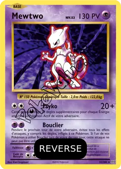 Carte Pokémon Mewtwo  Reverse n°51 de la série Évolutions