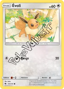 Carte Pokémon Évoli n°155 de la série Tonnerre Perdu
