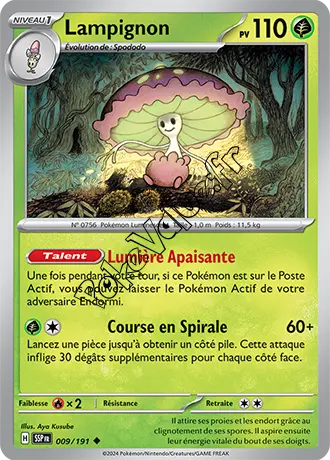 Carte Pokémon Lampignon  n°009 de la série Étincelles Déferlantes
