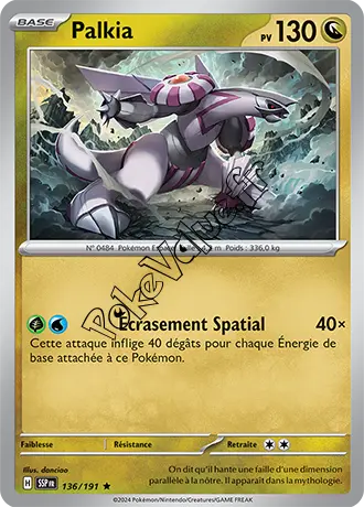Carte Pokémon Palkia  n°136 de la série Étincelles Déferlantes