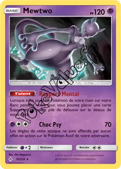 Carte Pokémon Mewtwo  n°75 de la série Alliance Infaillible